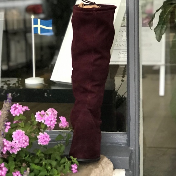 City Classified Burgundy Faux Suede lace up BOOT - Picture 6 of 6